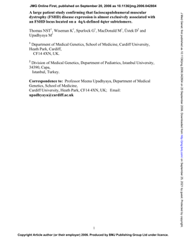 A Large Patient Study Confirming That Facioscapulohumeral Muscular Dystrophy (FSHD) Disease Expression Is Almost Exclusively