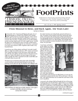 Footprints Dedicated to Preserving and Promoting Historic Resources in the Truckee Meadows Through Education, Advocacy and Leadership