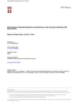 Electromotive Potential Distribution and Electronic Leak Currents in Working YSZ Based Socs