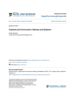 Copland and Communism: Mystery and Mayhem