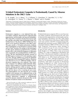 X-Linked Dyskeratosis Congenita Is Predominantly Caused by Missense Mutations in the DKC1 Gene S