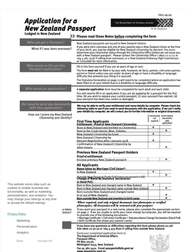 Application for a New Zealand Passport Lodged in New Zealand Please Read These Notes Before Completing the Form