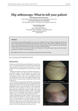 Hip Arthroscopy: What to Tell Your Patient