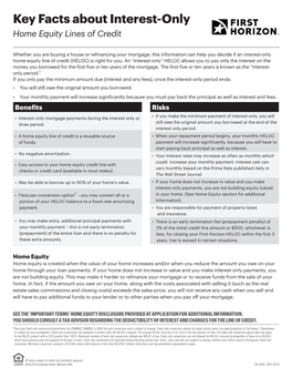 Key Facts About Interest Only Home Equity Lines of Credit