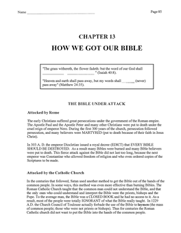 How We Got Our Bible