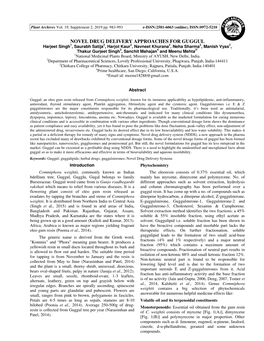 Novel Drug Delivery Approaches for Guggul