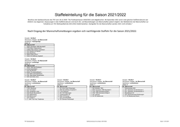 Staffeleinteilung Für Die Saison 2021/2022