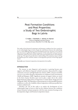 A Study of Two Ombrotrophic Bogs in Latvia