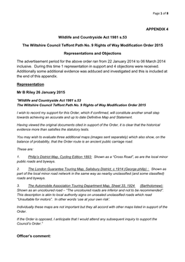 APPENDIX 4 Wildlife and Countryside Act 1981 S.53 the Wiltshire Council Teffont Path No. 9 Rights of Way Modification Order 2015