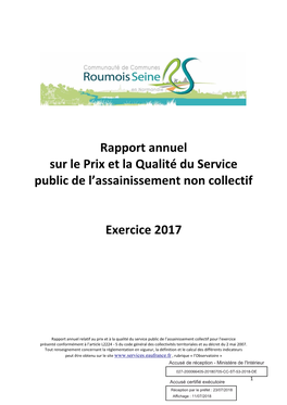 Rapport Annuel 2017 Sur Le Prix Et La Qualité Du Service Assainissement