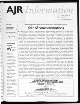 Year of Commemorations Richard Grunberger P3 He Year 1998 Provides a Feast for the Anniver­ Antisemitism and Dictatorship