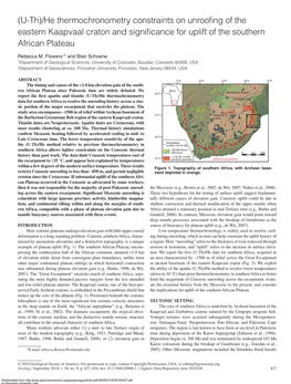 (U-Th)/He Thermochronometry Constraints on Unroofing of the Eastern Kaapvaal Craton and Significance for Uplift of the Southern