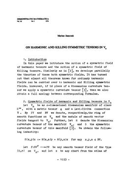 ON HARMONIC and KILLING SYMMETRIC TENSORS in Vn