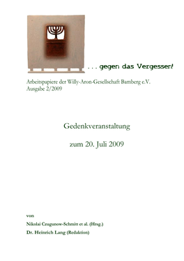 Gedenkveranstaltung Zum 20. Juli 2009