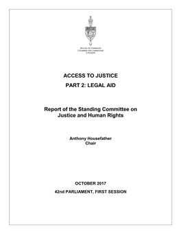 ACCESS to JUSTICE PART 2: LEGAL AID Report of the Standing