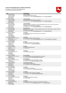 Liste Der Vergünstigungen (Landkreis Osterholz) Für Inhaberinnen Und Inhaber Der Länderübergreifenden Ehrenamtskarte Niedersachsen Und Bremen