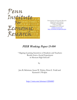 PIER Working Paper 13-004