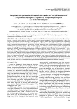 Lepidoptera: Psychidae): Integrating Ecological and Molecular Analyses