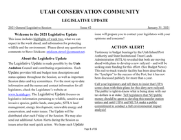 Utah Conservation Community Legislative Update