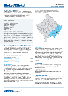 Klokot/Kllokot MUNICIPAL PROFILES