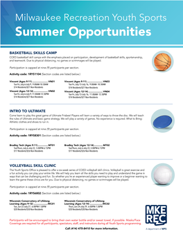 Summer Opportunities