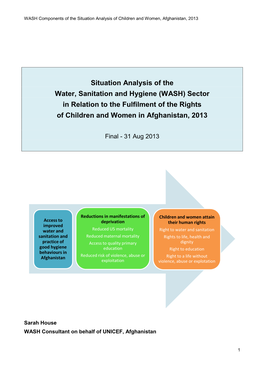 Situation Analysis of the Water, Sanitation and Hygiene (WASH) Sector in Relation to the Fulfilment of the Rights of Children and Women in Afghanistan, 2013