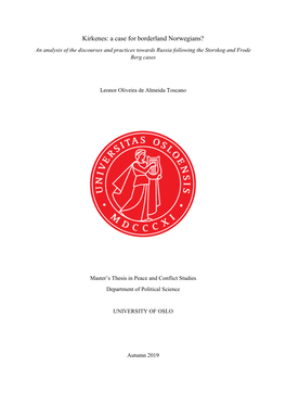 Kirkenes: a Case for Borderland Norwegians? an Analysis of the Discourses and Practices Towards Russia Following the Storskog and Frode Berg Cases