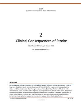 Clinical Consequences of Stroke