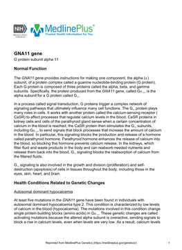 GNA11 Gene G Protein Subunit Alpha 11