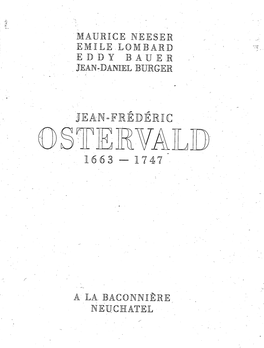 JEAN-FRÉDÉRIC OSTERVALD Portrait Inédit Par Un Auteur Inconnu