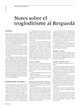 Notes Sobre El Trogloditisme Al Berguedà