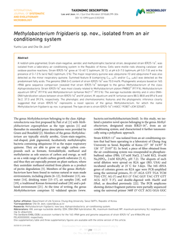 Methylobacterium Frigidaeris Sp. Nov., Isolated from an Air Conditioning System