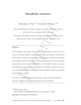 Microfluidic Rheometry