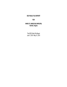 Norfolk, Virginia This EEO Public File Report June 1, 2015– May 31, 2016