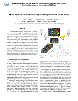 Quick Approximation of Camera's Spectral Response from Casual Lighting