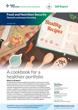A Cookbook for a Healthier Portfolio