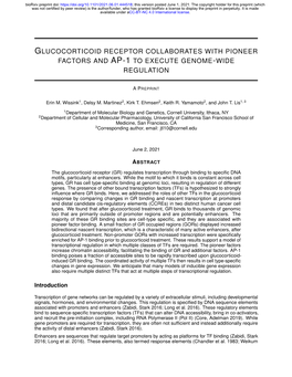 Glucocorticoid Receptor Collaborates with Pioneer Factors and AP-1 to Execute Genome-Wide Regulation