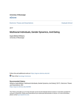 Multiracial Individuals, Gender Dynamics, and Dating