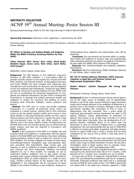 ACNP 59Th Annual Meeting: Poster Session III