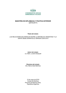 Maestría En Diplomacia Y Política Exterior (2016-2017)