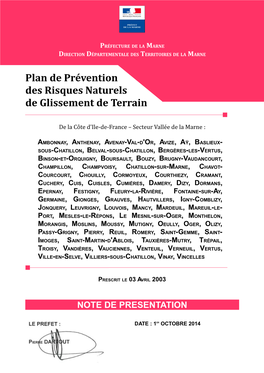 Plan De Prévention Des Risques Naturels De Glissement De Terrain