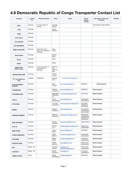 4.8 Democratic Republic of Congo Transporter Contact List