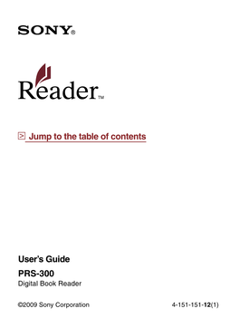 PRS-300 User's Guide Jump to the Table of Contents