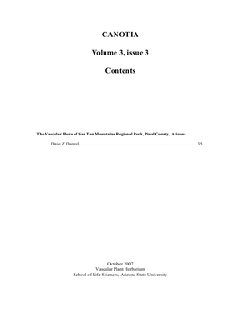 CANOTIA Volume 3, Issue 3 Contents