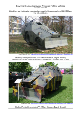 Croatian Improvised Armoured Fighting Vehicles Last Update: 9 March 2021