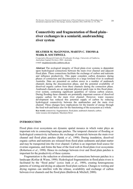 Connectivity and Fragmentation of Flood Plain– River Exchanges in a Semiarid, Anabranching River System