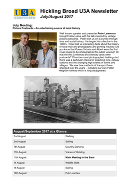 Hickling Broad U3A Newsletter July/August 2017