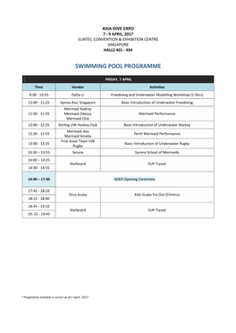 Swimming Pool Programme