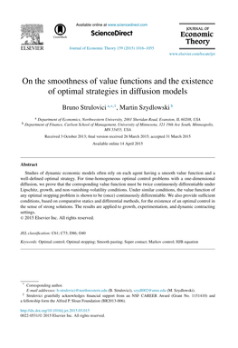 On the Smoothness of Value Functions and the Existence of Optimal Strategies in Diffusion Models