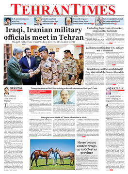 Iraqi, Iranian Military Officials Meet in Tehran Corps (IRGC), a Branch of Iran’S Military, As Terrorist